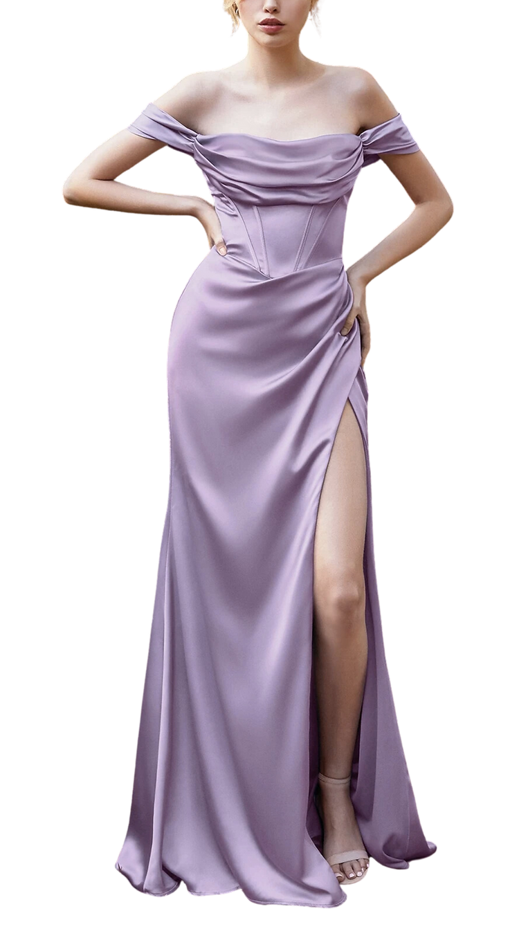 Ladivine Off-Shoulder Corset Gown in Lavender