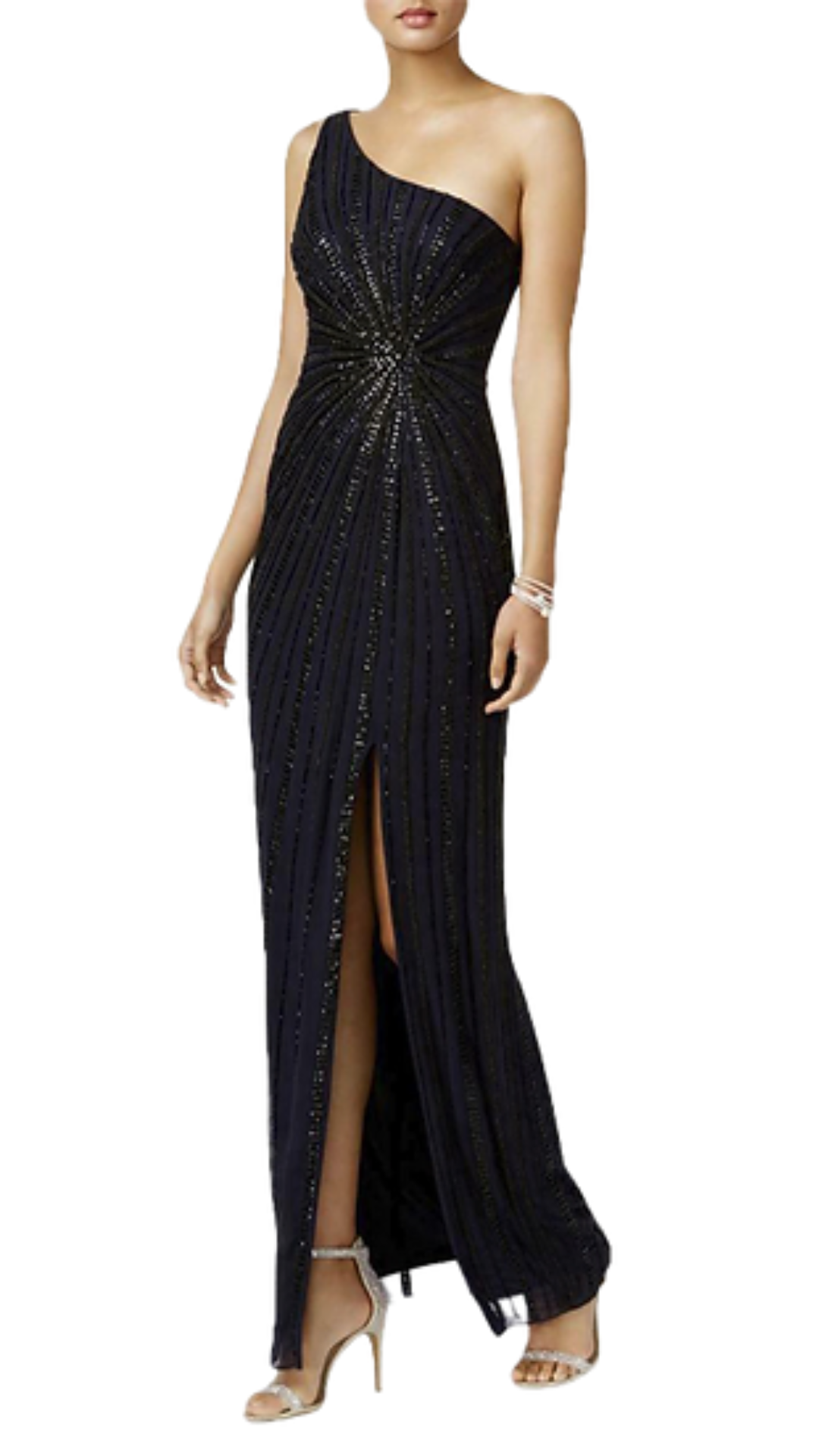 Adrianna papell cold 2025 shoulder beaded gown