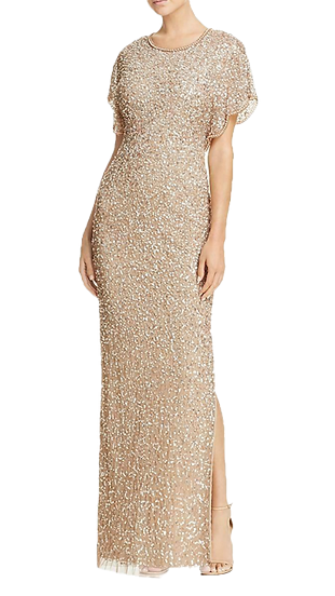 Adrianna papell rose gold gown best sale