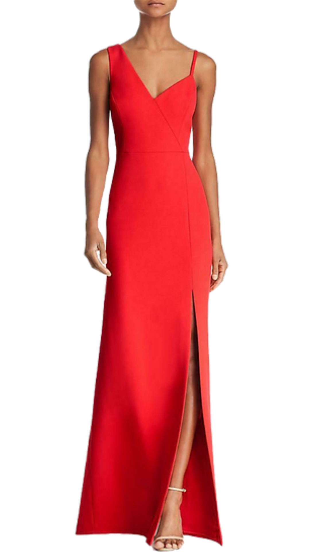 BCBGMaxazria Aliya Asymmetrical Slit Gown in Coral