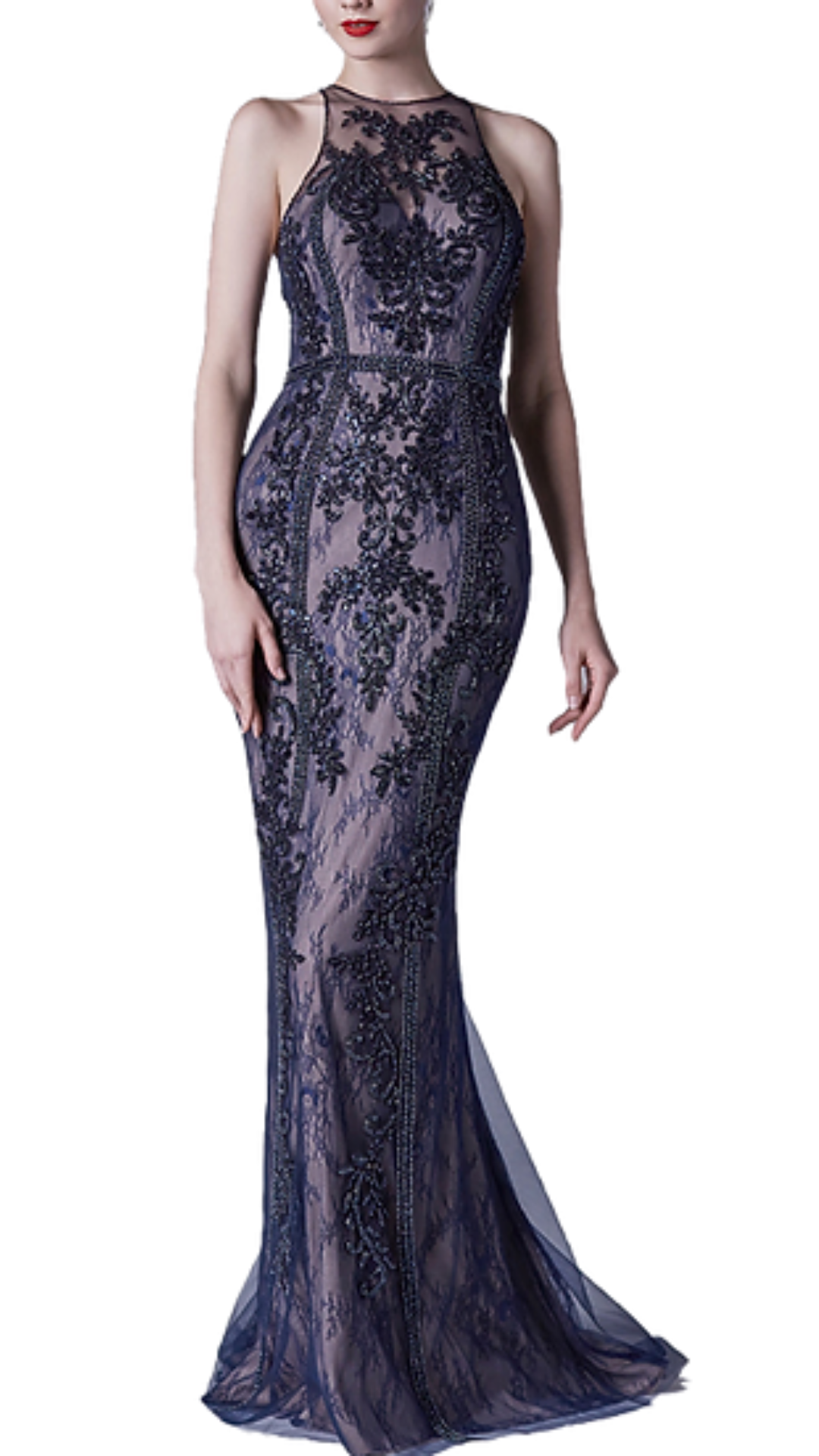 Navy sales beaded gown