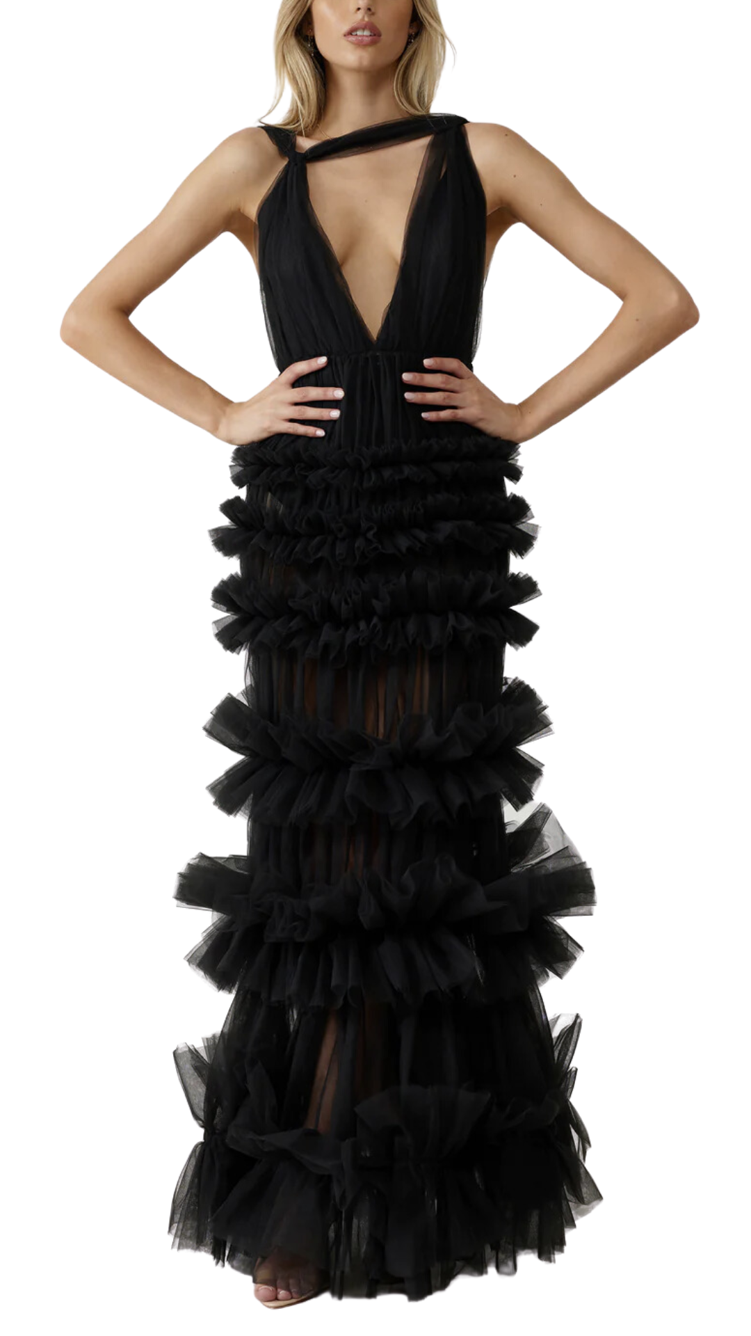 Lexi Mariella Tulle Dress in Charcoal