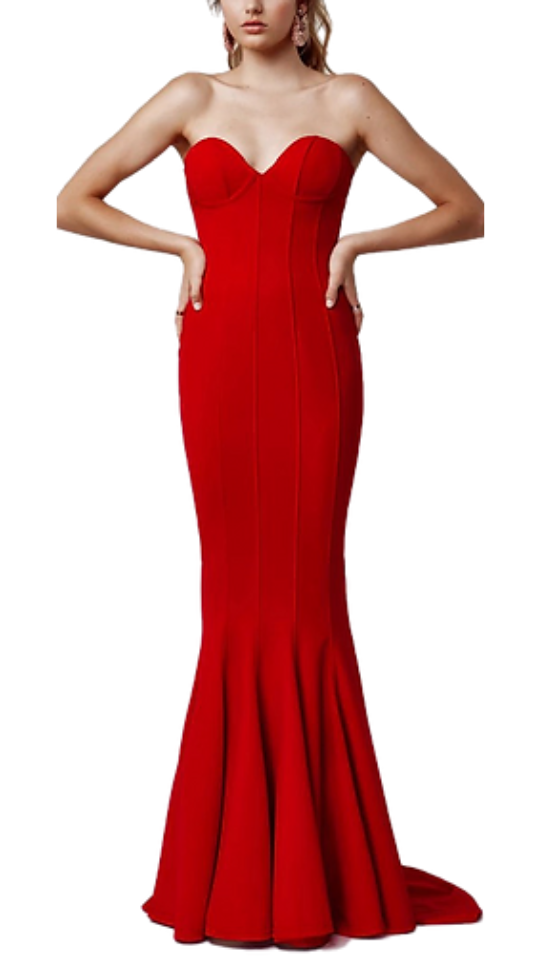 Red strapless mermaid on sale dress