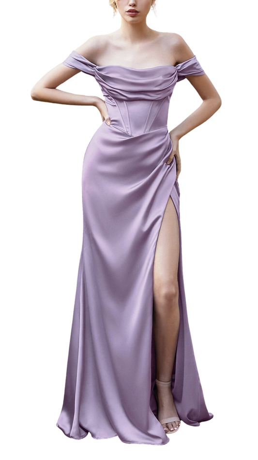 Ladivine Off-Shoulder Corset Gown in Lavender