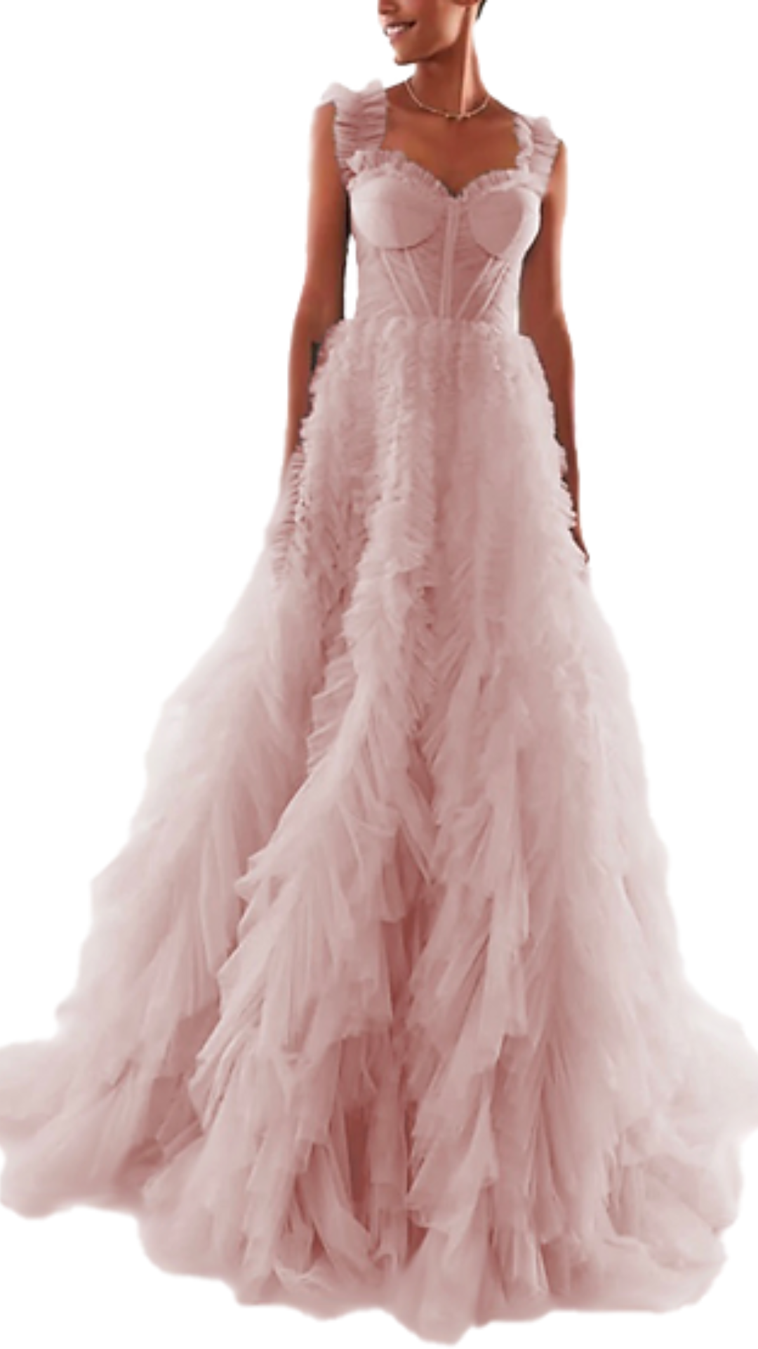 Milla Coral Ruffled Tulle Dress in Pink