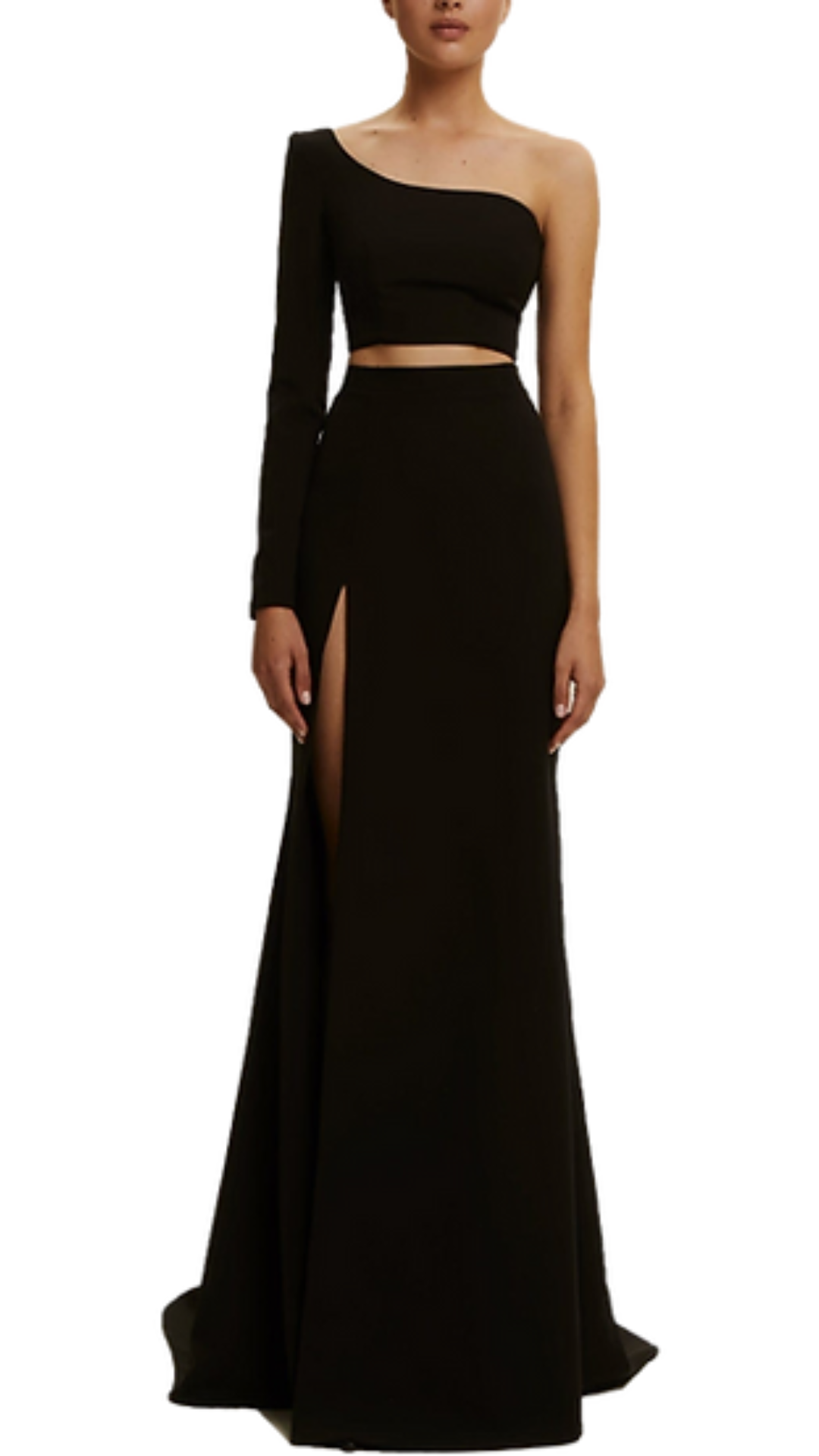 Milla Kimberly Elegant Maxi Asymmetrical Co-Ord Set in Black