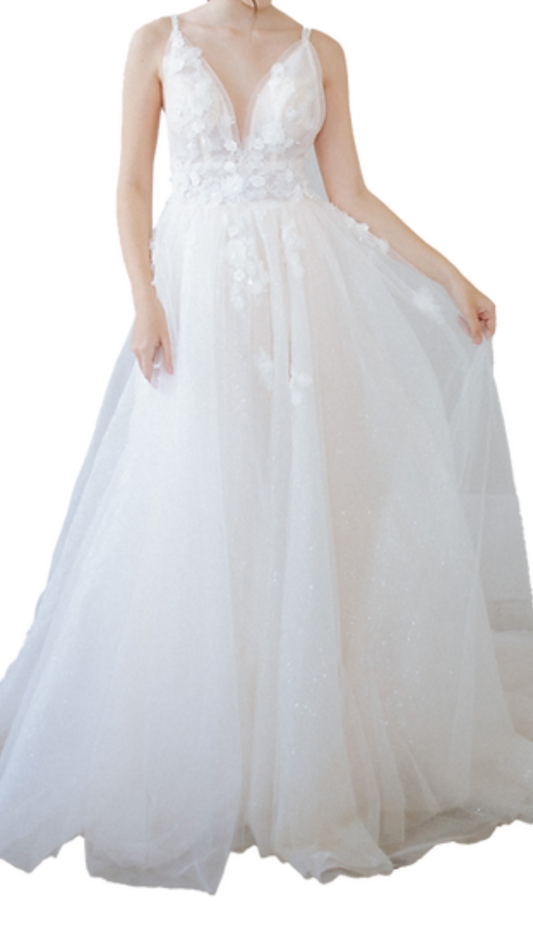 Style Lease Julie Floral Tulle Gown in White