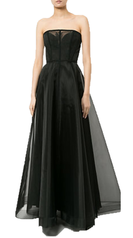 Alex Perry Emerson Sheer Corset Gown in Black