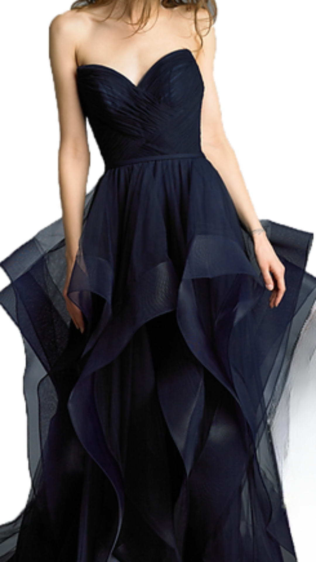 Basix Black Label Callie Bustier Waterfall Gown in Navy