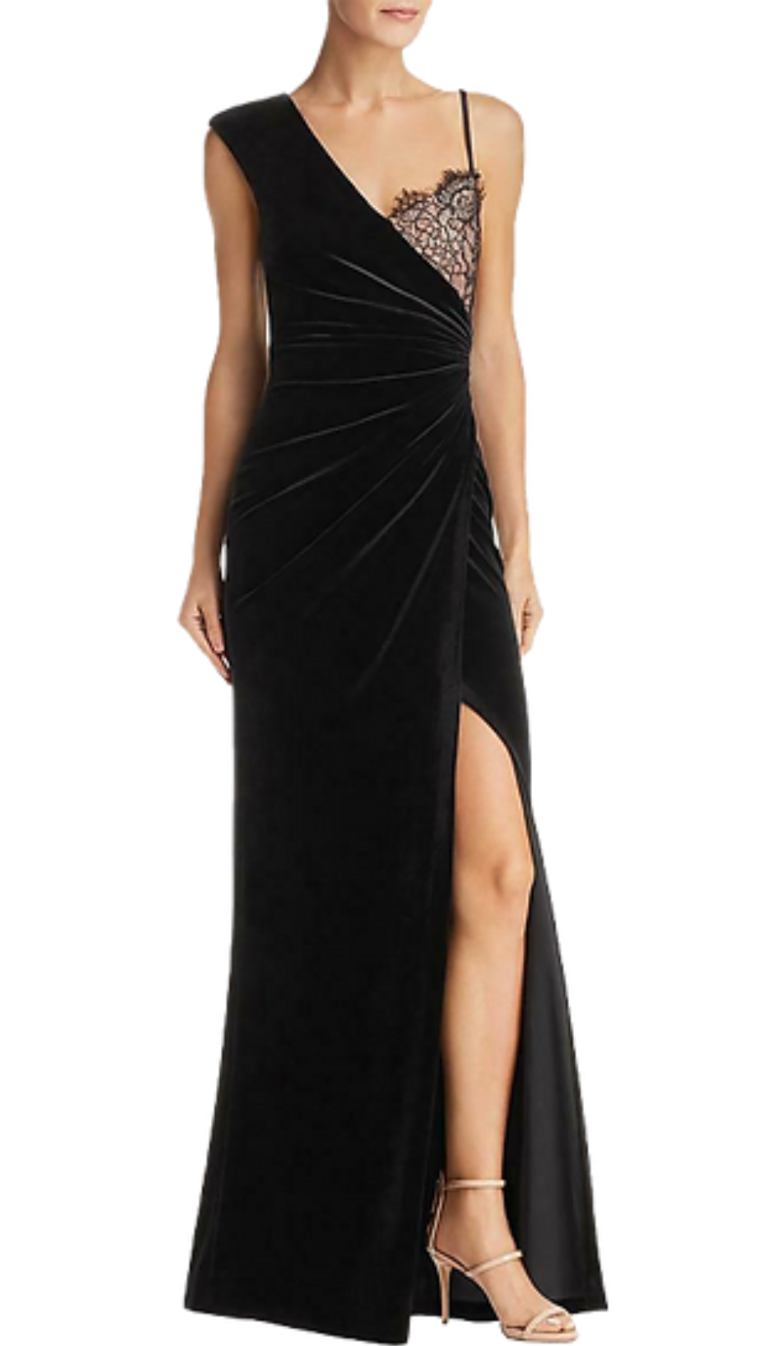 BCBGMaxazria Noelle Velvet Lace Gown in Black
