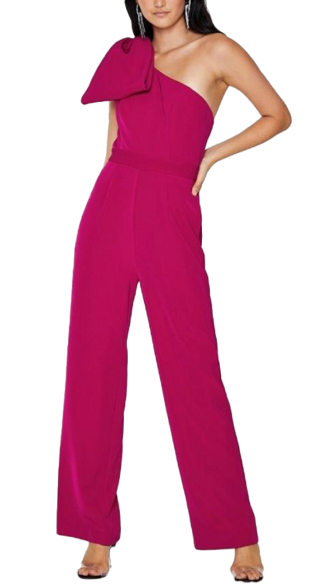 Sheike Fairmont One-Shoulder Bow Jumpsuit in Pink