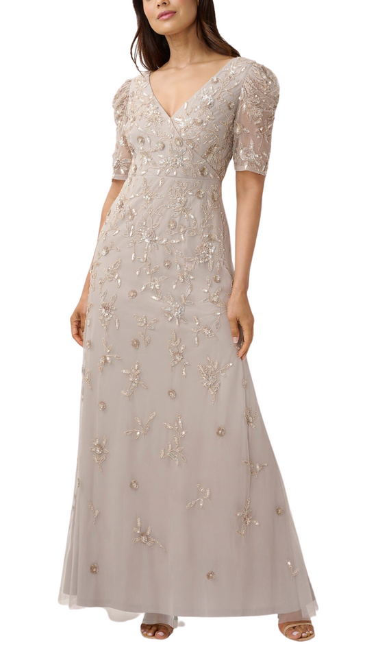 Adrianna papell 2025 long sleeve gown