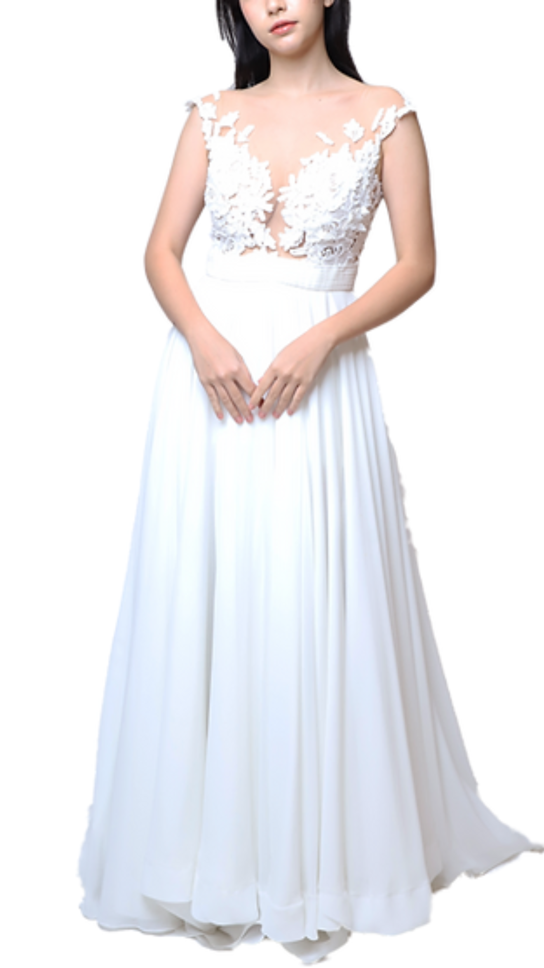 Milla Monika Lace Applique Gown in White