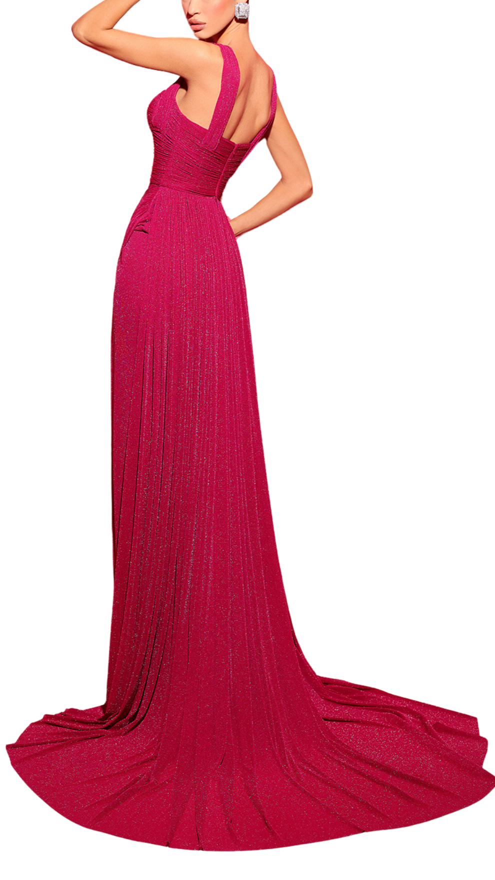 Tarik Ediz Jude Ruched Gown in Fuchsia