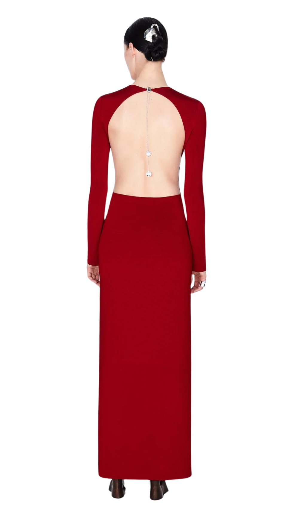 Galvan Vega knit long sleeve Dress in Rouge