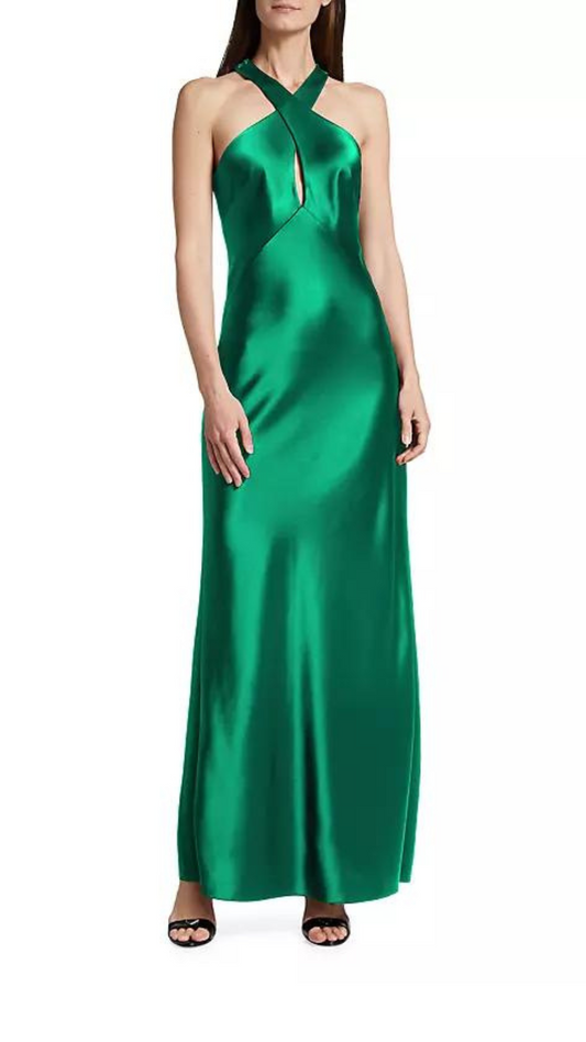 Galvan Evelyn Halter Dress - Emerald