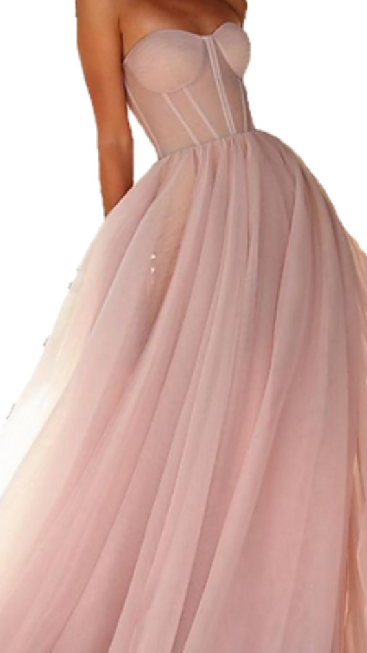 Milla Hannah Corset Tulle Gown in Lilac