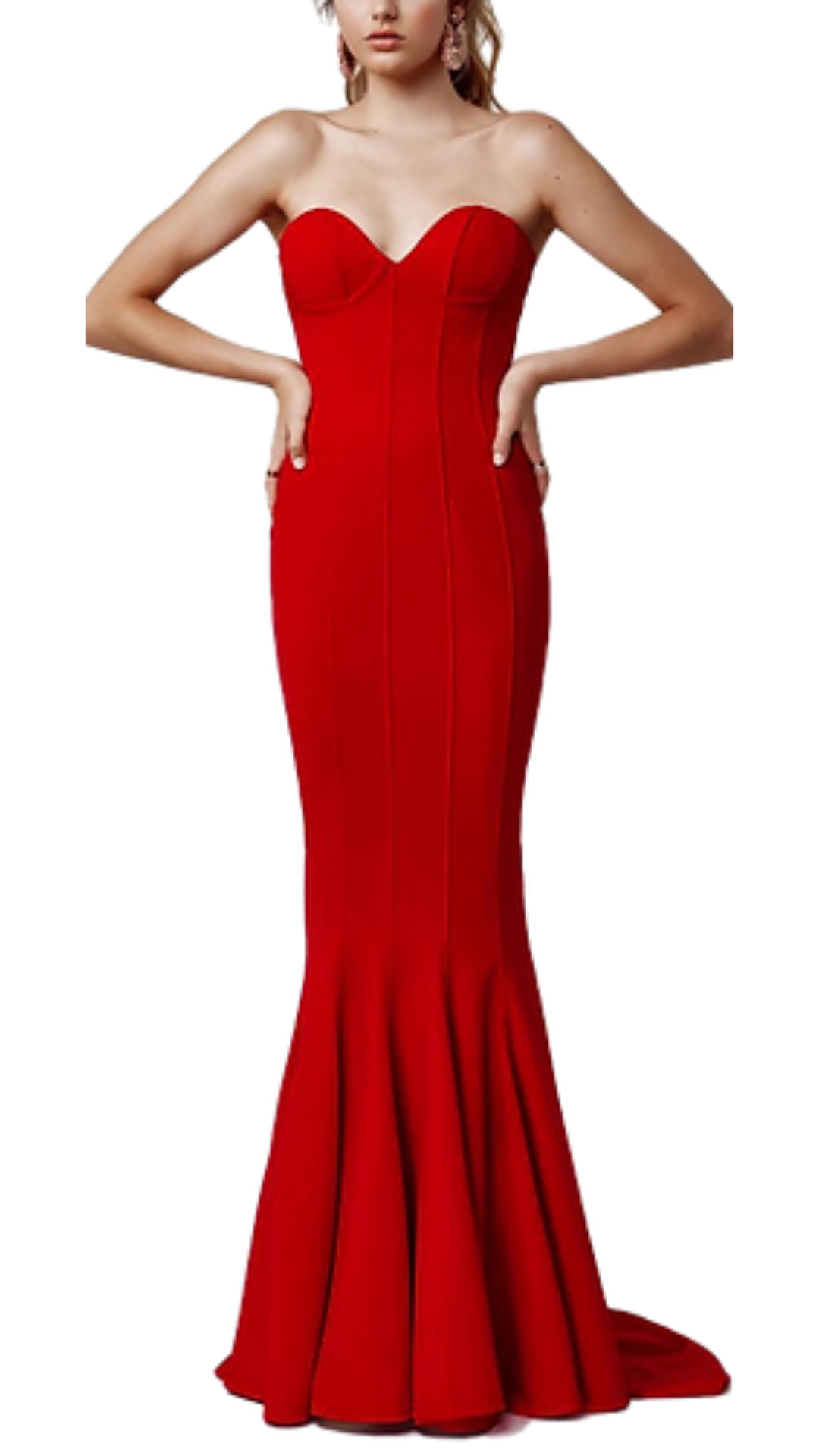 Lexi Sahar Panelled Mermaid Dress in Red