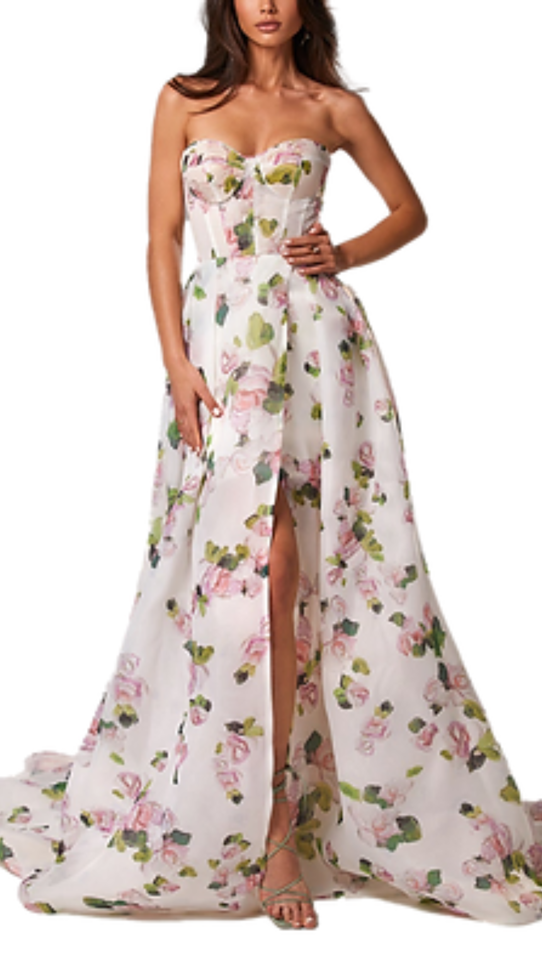Milla Esther Floral Bustier Gown in Apple Blossom