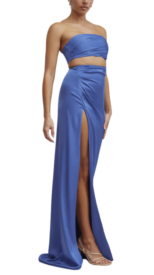 Lexi Apollo Draped Cut-Out Dress in Pacific Blue