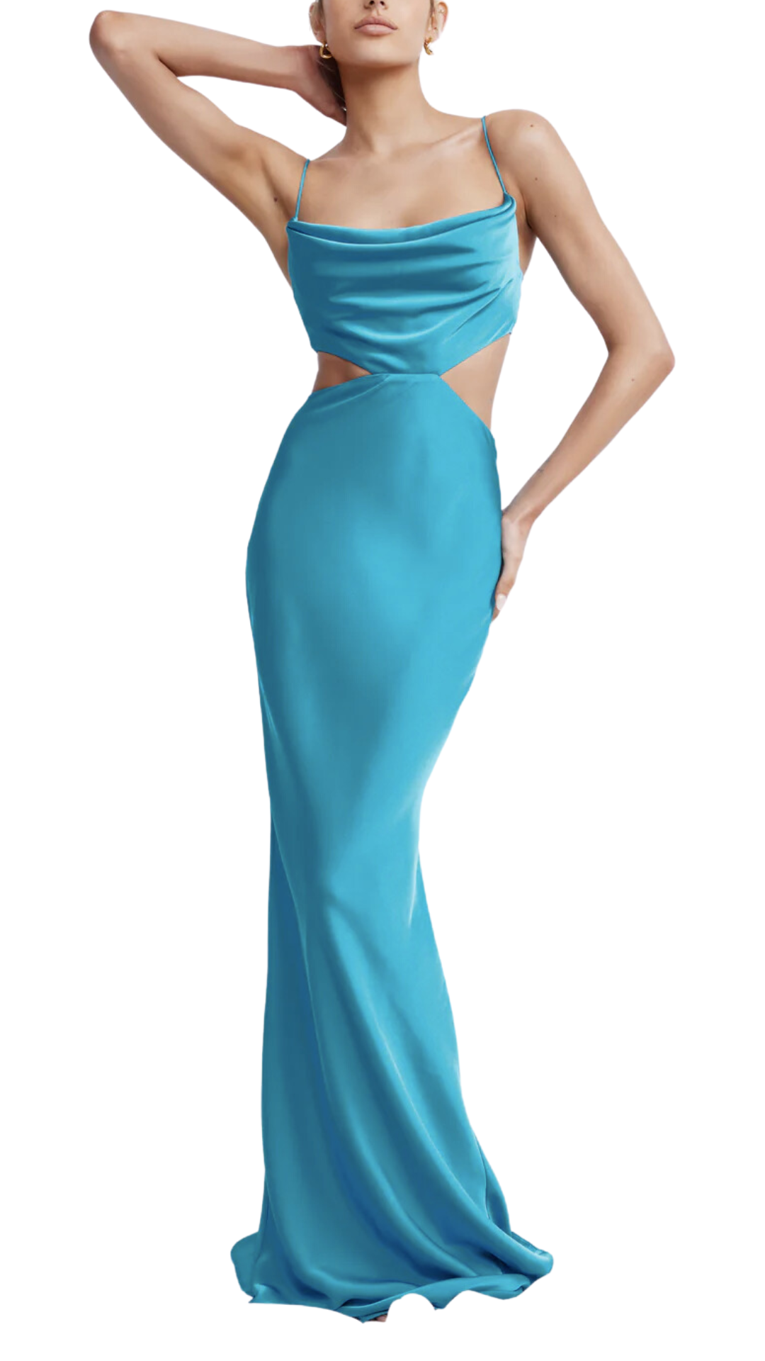 Lexi Celia Cowl Cut-Out Dress in Teal