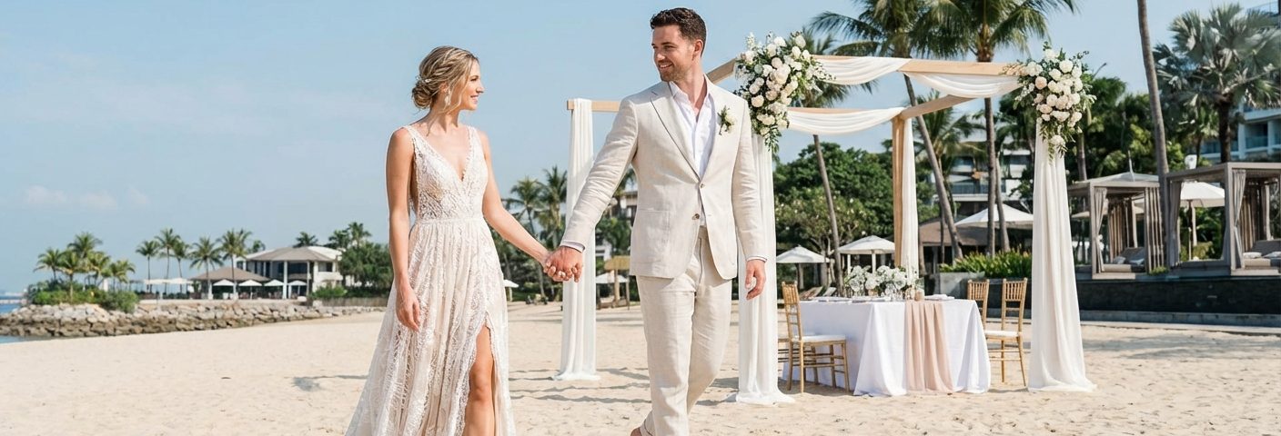 Sentosa Beachfront Weddings: Dressing for Sand, Sun and Sophistication
