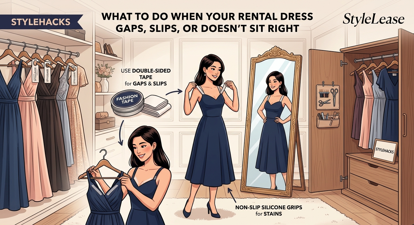 What to Do When Your Rental Dress Gaps, Slips, or Doesn't Sit Right - Illustration 1