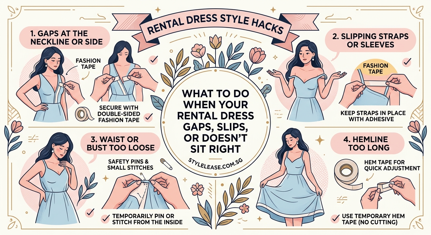 What to Do When Your Rental Dress Gaps, Slips, or Doesn't Sit Right - Illustration 2